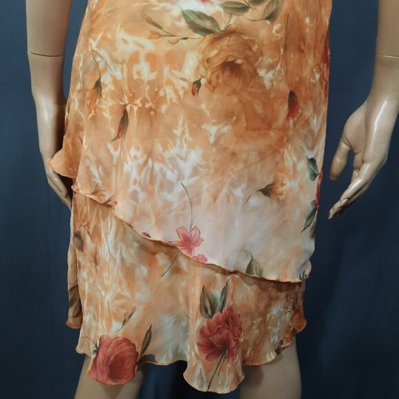 Vintage 90s Y2K Sleeveless Dress Earthy Floral Rose Print Fairy Grunge Size S - Picture 8 of 10